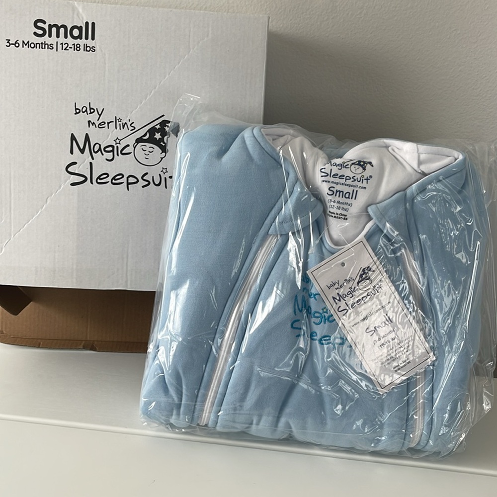 BABY MERLIN'S MAGIC SLEEPSUIT Baby Blue Swaddle Wrap Transition Sleeper 3-6M